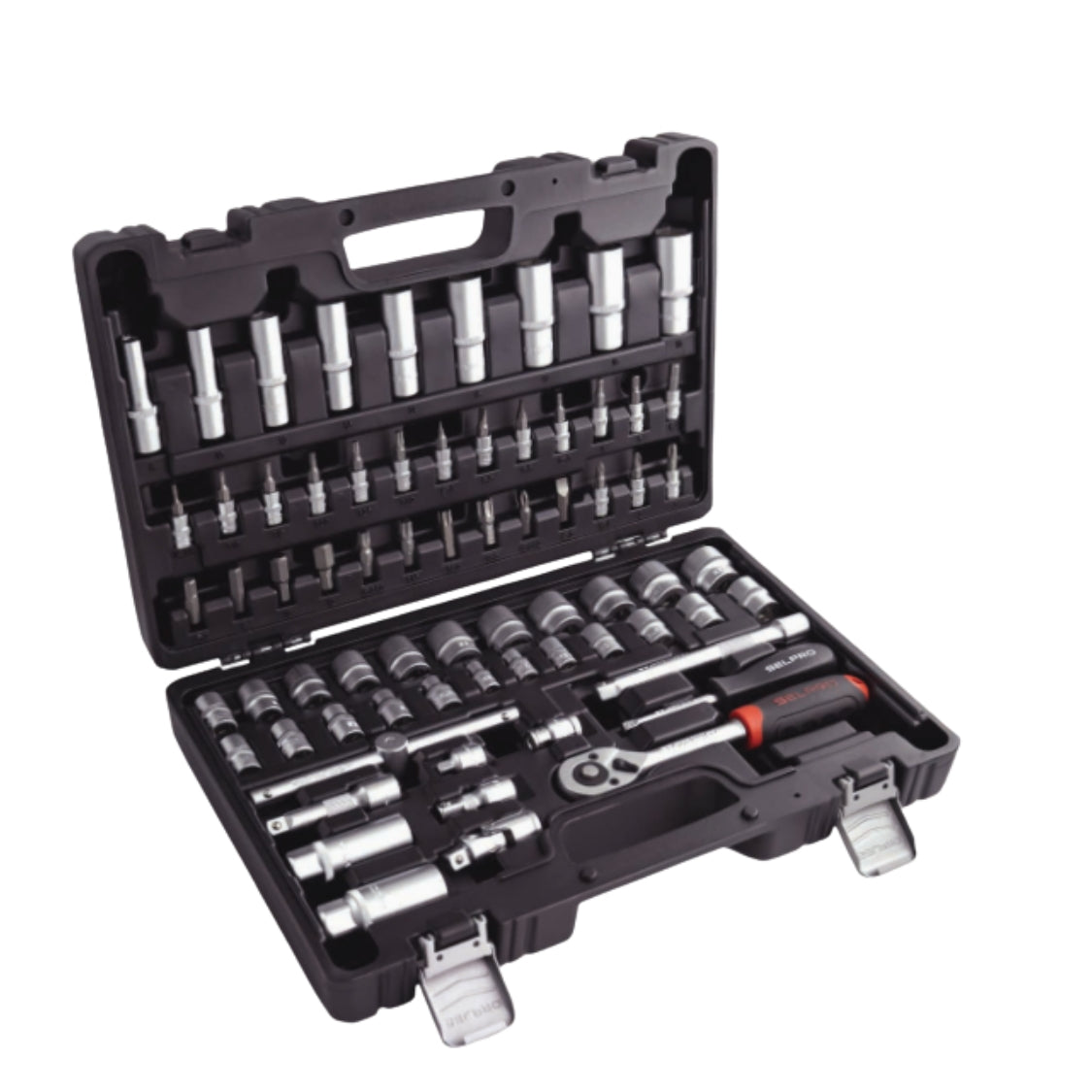 Selpro 108-Piece Professional Socket and Bit Set – Full Tool Kit with Ratchet and Deep Sockets