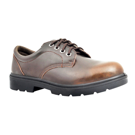 Vaultex VTI / SBP Safety Shoes – Brown Leather, Steel Toe & Mid Sole, Double Density PU Sole