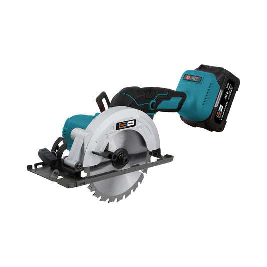 Circular saw with battery pack on a white background