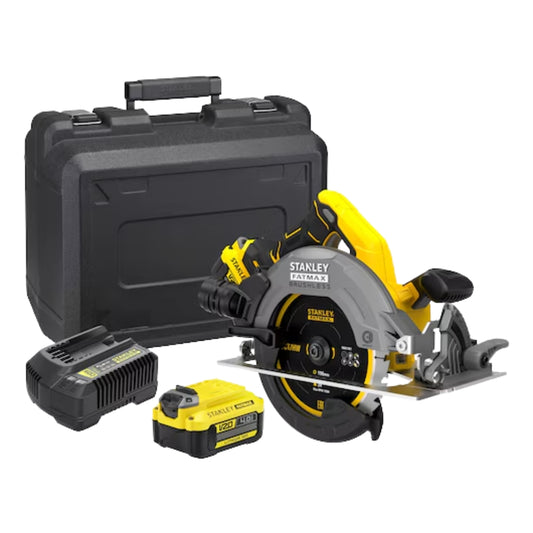 Stanley FATMAX V20 18V brushless circular saw with 2x 4.0Ah batteries, kit box, 5000 RPM
