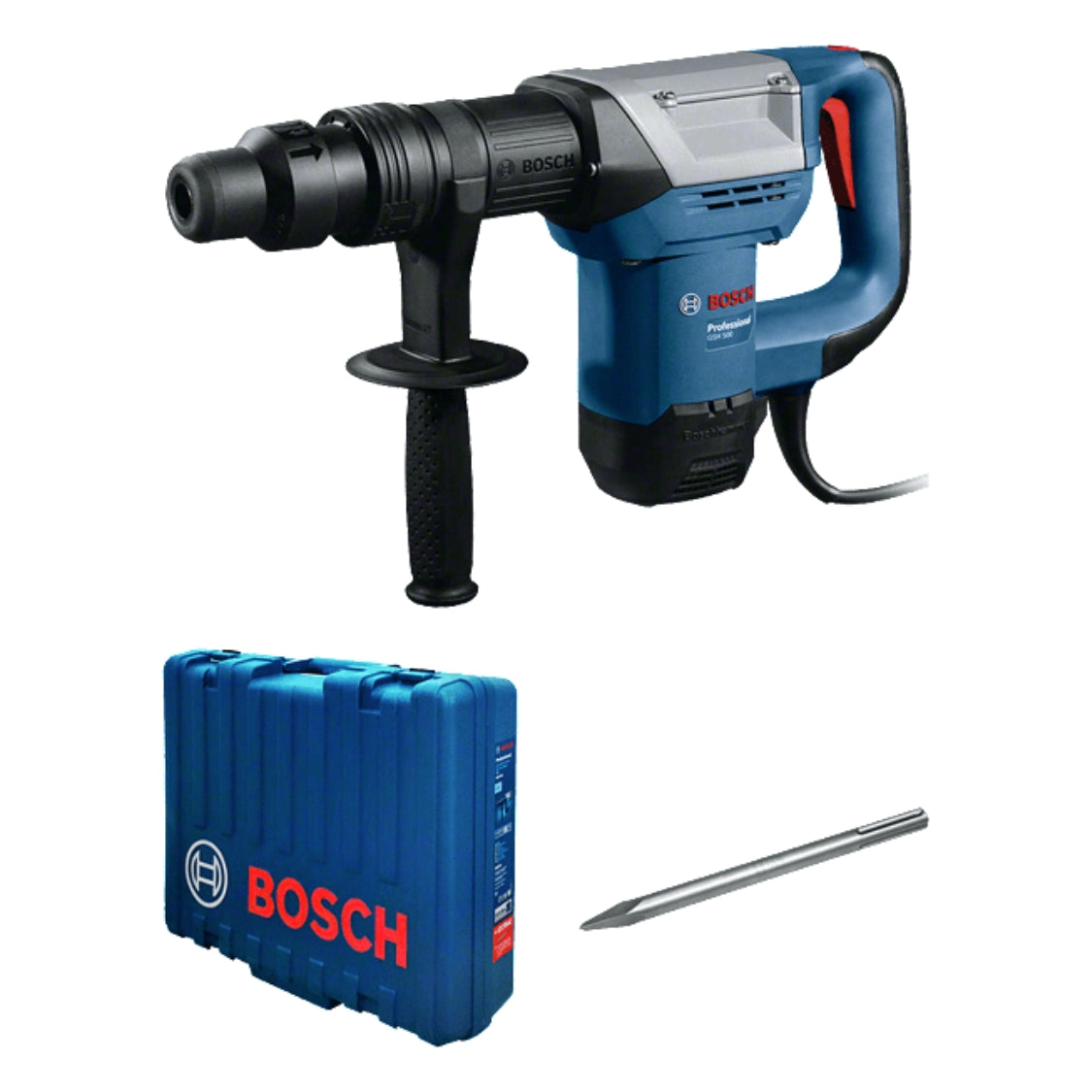 Bosch GSH 500 Professional Demolition Hammer with 1100W motor, 7.8 joule impact energy, SDS Max tool holder, and ergonomic design for high-performance chipping and concrete demolition – UAE