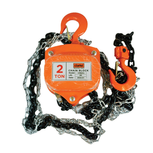 Clarke Chain Pulley Block – Manual Lifting Hoist 1T to 5T Capacity with 3m Chain for Garage and Industrial Use
