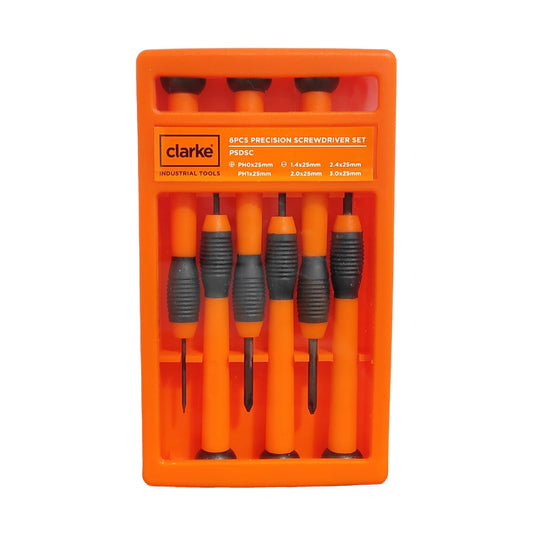 Clarke Precision Screw Driver Set 6pcs with PH0, PH1, and flat head sizes for micro electronic and optical repairs