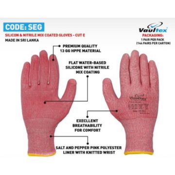SEG cut-resistant silicon nitrile safety gloves by Al Faiz Hardware – industrial EN 388 ANSI A5 certified UAE GCC